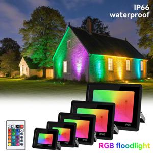 RGB 홍수 빛 100W 50W 30W 20W 10W RGB 반사판 IP66 방수 LED 스포트라이트 220V 프로젝터 램프 야외 정원 조명