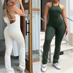 나일론 패드 버니 스포츠웨어 피트니스 요가 세트, 운동 플레어 레깅스 원피스 점프수트 바지, 운동 액티브웨어 바디수트, 신제품