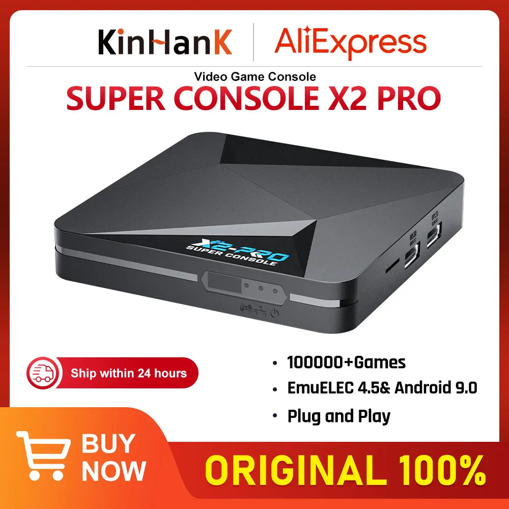 KINHANK 슈퍼 콘솔 X2 프로 게임 박스 레트로 비디오 게임 콘솔 TV 박스, SS, MAME, DC, Naomi용 100000 비디오 게임, 게임패드 포함