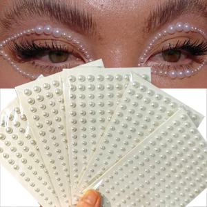 5 시트 * 162Pcs 화이트 진주 눈 얼굴 3D 자기 접착 라인 석 스티커 3/4/5/6mm 혼합 얼굴/손톱/눈 임시 문신 보석
