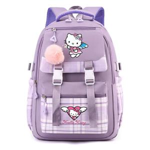 귀여운 만화 헬로 키티 배낭 여성 Mochila 여성 여행 가방 배낭 Schoolbag 십대 소녀 Bookbag