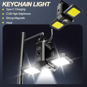 고출력 손전등 LED 키체인 작업등, USB 충전식 방수 캠핑 낚시 랜턴, 토치 스포트라이트, 야외 램프