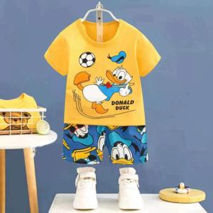 1-4 년 디즈니 도널드 덕 Tshirt + 반바지 소년 의류 세트 어린이 스포츠 정장 반팔 코튼 키즈 여름 소년 2pcs 세트