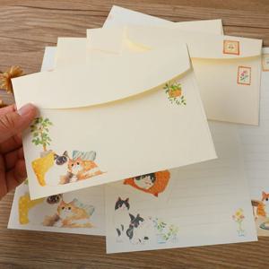 9pcs 봉투 편지 패드로 설정 Kawaii 메시지 쓰기 종이 결혼식 파티 초대장 카드 커버 편지 선물 포장 편지지