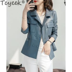 Tcyek 여성용 진짜 가죽 재킷, 용수철 양가죽 코트, 가을 의류, 새로운 스타일