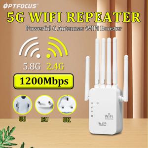 OPTFOCUS WiFi 리피터 1200Mbps 5G 2 Lan 신호 Repetidor 무선 Wifi 익스텐더 Amplificador 6 안테나 Wifi 증폭기 부스터