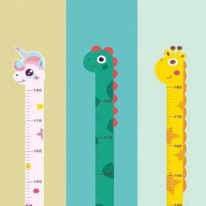 만화 동물 키 측정 벽 스티커, 기린 벽지, 어린이 방, 보육원, 성장 눈금자 차트, 1 개