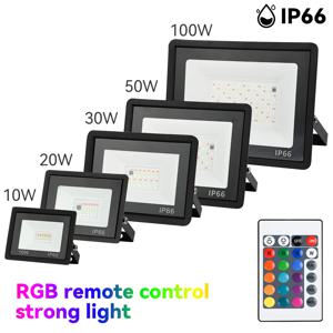 RGB 홍수 빛 100W 50W 30W 20W 10W RGB 반사판 IP66 방수 LED 스포트라이트 220V 프로젝터 램프 야외 정원 조명