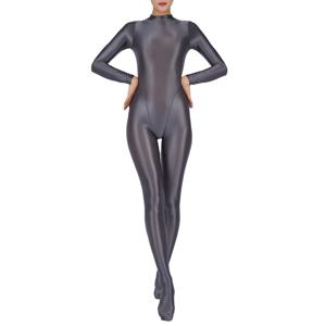 여자 전신 점프 슈트 스포츠 체육관 요가 스타킹 바디 슈트 모의 목 긴 소매 발 원피스 점프 슈트 Clubwear Sportwear