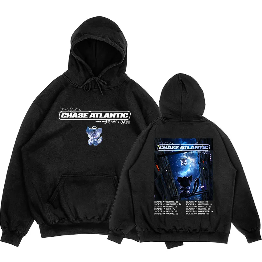Lost in Europe and UK Tour 2025 후드티 Chase Atlantic Rock Band 그래픽 스웨트셔츠 플리스 겨울 긴 소매 후드 풀오버