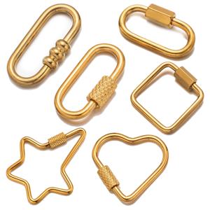 5pcs 골드 스테인레스 스틸 하트 스크류 Carabiner 잠금 커넥터 DIY 목걸이에 대 한 패스너 클립 키 ​​체인 쥬얼리 용품 만들기