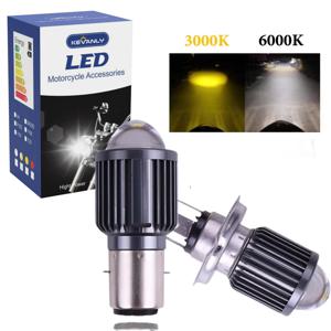 1pc 오토바이 헤드 라이트 BA20D H4 LED 전구 CSP 렌즈 흰색 노란색 Hi/Lo 빔 오토바이 스쿠터 액세서리 안개 조명 12V 6000K