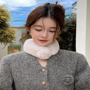 여성용 스카프 여성용 겨울 보온 토끼털 토끼털 소재 미니 크기 세련된 스카프 목도리 스카프 목도리 스카프