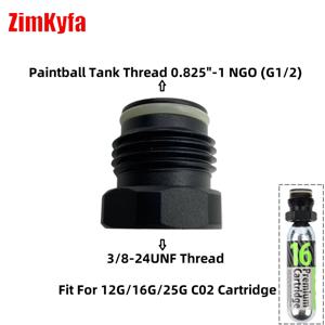 새로운 CO2 피팅 3/8-24UNF CO2 카트리지(12G/16G/25G) 실린더-표준 탱크 나사(G1/2-14) 변환 어댑터