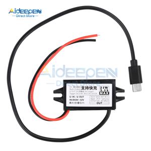 방수 DC-DC 6-30V ~ 5V 9V 12V 24W 자동차 전력 변환기 유형-C USB 스텝 다운 전압 전원 공급 장치 출력 어댑터 QC2.0/3.0