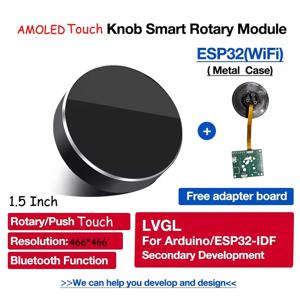 OLED ESP32 S3 LVGL Ar-duino 1.5 인치 466*466 원형 손잡이 로터리 스위치 라운드 터치 Wifi bles가있는 1.5 인치 IPS OLED 디스플레이