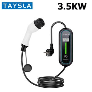 TAYSLA 휴대용 EV 충전기, 모든 전기차용 EU 플러그 충전 케이블 월박스 AC80V-260V, 3.5kW 16A, 2 타입 1 J1772 충전기