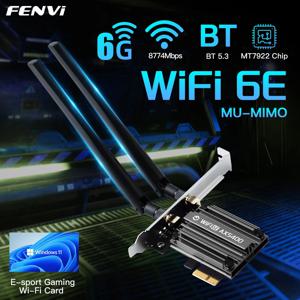 Fenvi PCIe 무선 어댑터, PC용 블루투스 5.3, 트라이 밴드, 6G, 5G, 2.4G 네트워크 카드, MT7922, WiFi6, 802.11ax, 5374Mbps