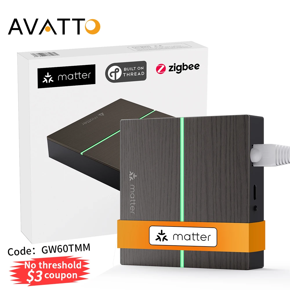 AVATTO Tuya ZigBee 스마트 유선 게이트웨이 허브, HomeKit,Siri,Google Home,Alexa용 Matter 스마트 홈 브리지 리모컨