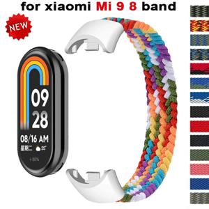 샤오미 미 밴드 9, 8 용 브레이드 나일론 솔로 루프, 스트랩 교체 액세서리, NFC 탄성 시계 밴드, Miband98 용 한국 팔찌