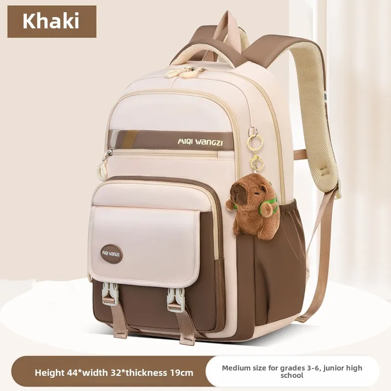 어린이를위한 만화 펜던트가있는 어린이 학교 배낭 십대 Kawaii Schoolbag 소녀 어린이 정형 외과 방수 배낭