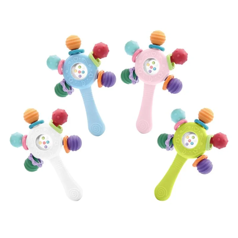 아기 장난감 0 12 개월 부드러운 실리콘 딸랑이 Teether 장난감 안전 씹는 감각 젖니가 남 장난감 파악 활동 아기 개발 장난감