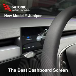 SATONIC Tesla 2025 모델 Y 주니퍼 지원 Carplay & Andriod 자동 네비게이션 전면 뷰 캠용 8.9 인치 스마트 대시 보드 화면