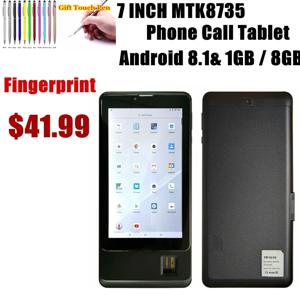 뜨거운 판매 지문 전화 통화 태블릿 7 인치 MTK8735 안드로이드 8.1 GSM 1GB / 8GB 듀얼 SIM 포트 IPS 스크린 쿼드 코어 4000mAh