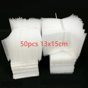 50pcs 13x15cm 플라스틱 랩 봉투 흰색 버블 포장 가방 PE 투명 충격 방지 포장 가방 이중 필름 버블 가방