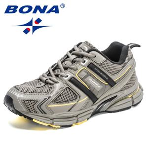 BONA 2023 새 디자이너 라이트 러닝 조깅 메쉬 신발 통기성 편안한 남성 운동화 캐주얼 야외 스포츠 신발 남자 메쉬