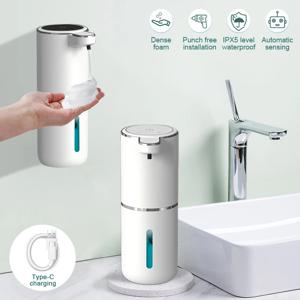 380ml 자동 비누 디스펜서 폼 USB 충전 터치리스 스마트 디스플레이 적외선 센서 액체 비누 디스펜서 핸드 와셔