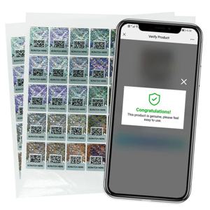 정품 실버 보안 도장 라벨, 위조 방지 포장, 정품 고유 랜덤 일련 번호 QR 코드, 홀로그램 스티커