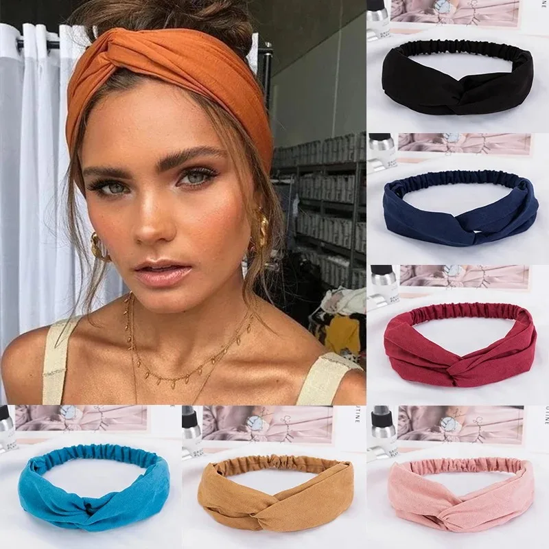 디자인 패션 여성 여름 스타일 머리띠 보헤미안 소녀 크로스 터번 붕대 Bandanas Hairbands 헤어 액세서리