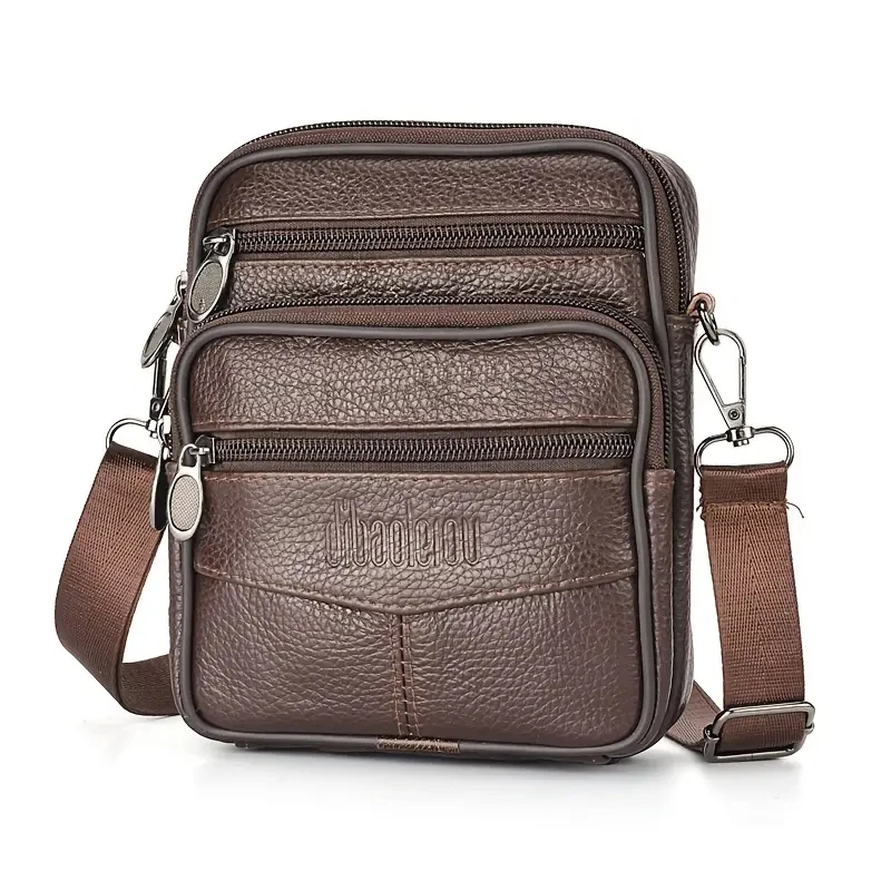 남자의 새로운 정품 가죽 Crossbody 가방 수직 유행 다기능 어깨 가방 서류 가방 캐주얼 여행 메신저 가방