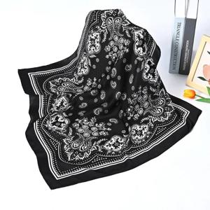 여성 스카프 70cm 블랙 힙합 두건 스카프 페이즐리 프린트 Hijab Headwear 손목 헤어 랩 스퀘어 스카프 프린트 손수건