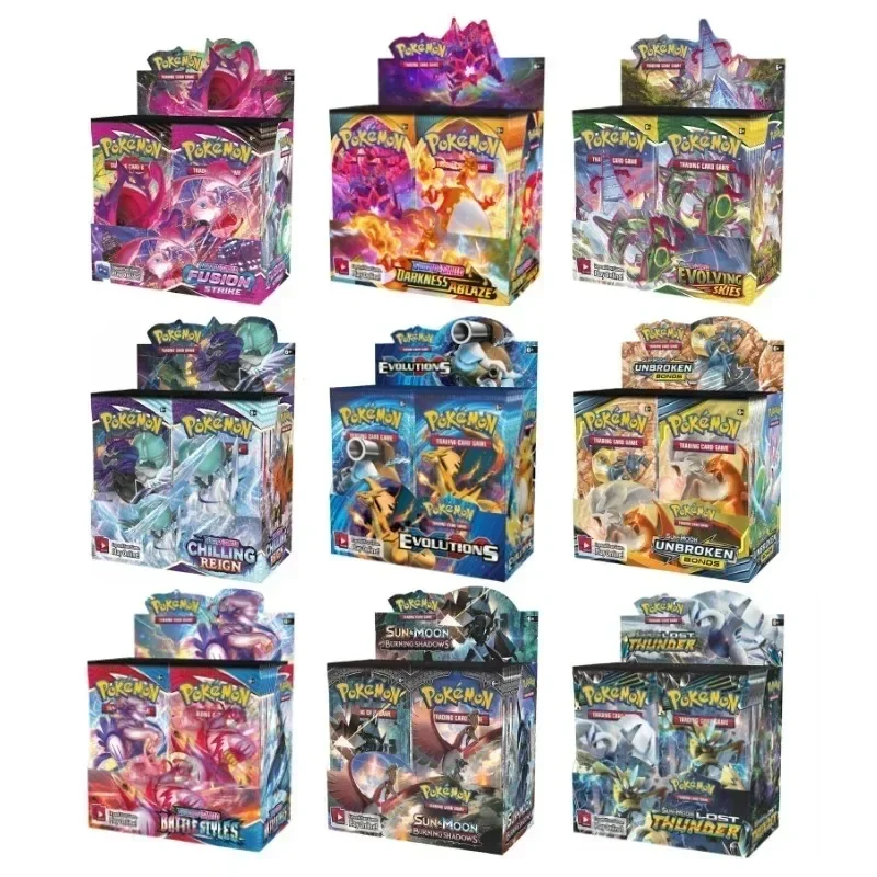324/360Pcs 영어 포켓몬 TCG:Scarlet Violet Obsidian Flames Shining Fates 부스터 박스 포켓몬 카드 36 팩 박스 컬렉션 카드