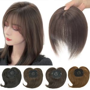 Soowee 합성 헤어 토퍼(뱅 포함) 보이지 않는 3D 헤어 가발 헤어피스 남성과 여성을 위한 탑 헤어 클로저