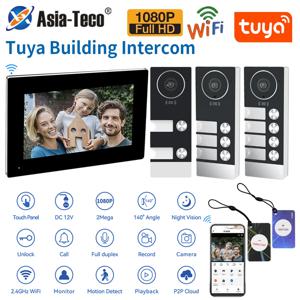 TUYA 와이파이 비디오 도어폰 빌딩 인터콤 키트, 멀티 패밀리 초인종, 7 인치, 10 인치, 1080P 터치 스크린 모니터 앱, 카드 잠금 해제, 2 개, 3/4 개