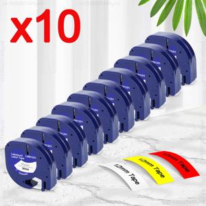 2/5/10Pcs 91201 91202 12267 12mm LT 테이프 Dymo Letratag 호환 91221 91331 91200 DYMO LT-100H 라벨 메이커 용 라벨 테이프