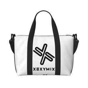 XEXYMIX 여성용 로고 토트백, 대용량 해변 헬스장 숄더백, 맞춤형 여행 가방