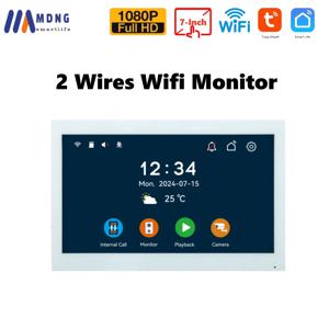 1080P Tuya 스마트 WIFI 초인종 카메라 아파트 비디오 인터콤 2 전선 7/10 인치 무선 WIFI IPS 터치 모니터 5-in-1 잠금 해제