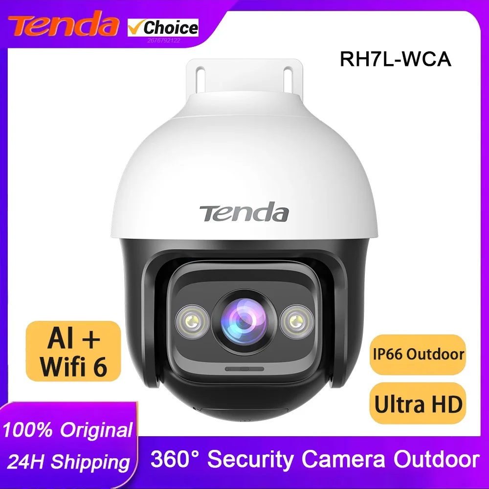 Tenda 보안 카메라 야외 WiFi 6 카메라 5MP 360 °   팬/틸트, 컬러 나이트 비전, 순찰 모드, AI 인간/차량 감지
