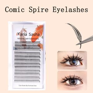 MARIA Comic Spire 속눈썹 연장 개별 천연 캐시미어 만화 가짜 속눈썹 슈퍼 부드러운 깃털 모양 Pteris 속눈썹