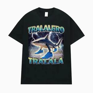 Tralalero Tralala Funny Shark Meme 티셔츠 선물 남성 여성 패션 고딕 빈티지 티셔츠 남성 캐주얼 유머 오버 사이즈 티셔츠