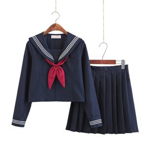 대형 S-5XL 8 사이즈 일본 JK 제복 소녀 용 학교 드레스 네이비 블루 선원 복장 재킷 중학교 교복 정장