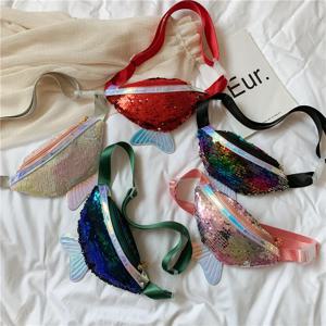 여아용 스팽글 패니 팩, 동전 지갑, 작은 어린이 허리 가방, 반짝이는 인어 허리 팩, 어린이 해변 가방