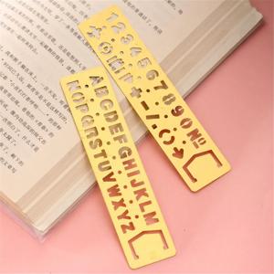 다기능 금속 중공 직선 눈금자 번호 문자 패턴 북마크 카와이 편지지 그리기 템플릿 측정 도구