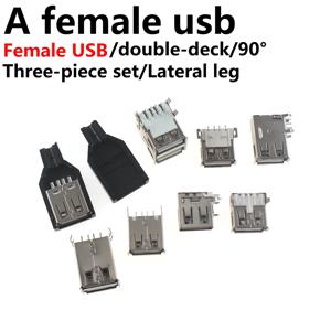 50pcs USB 2.0 인터페이스 커넥터 소켓 유형 A 여성 180 학위 압착 DIP 직선 수직 벤드 바늘 용접 와이어 PCB