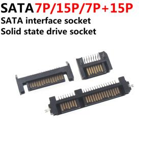10pcs SATA 인터페이스 소켓 SSD 솔리드 스테이트 드라이브 시트 7 + 15P 7P 22PIN 구부러진 벤드 바늘 남성 Sata 커넥터