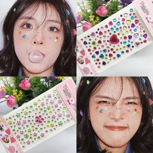 라인석 크리스탈 페이스 스티커, 다이아몬드 페이스 메이크업, DIY 장식, 일회용 아크릴 문신 스티커, 드릴 폰 눈 스티커